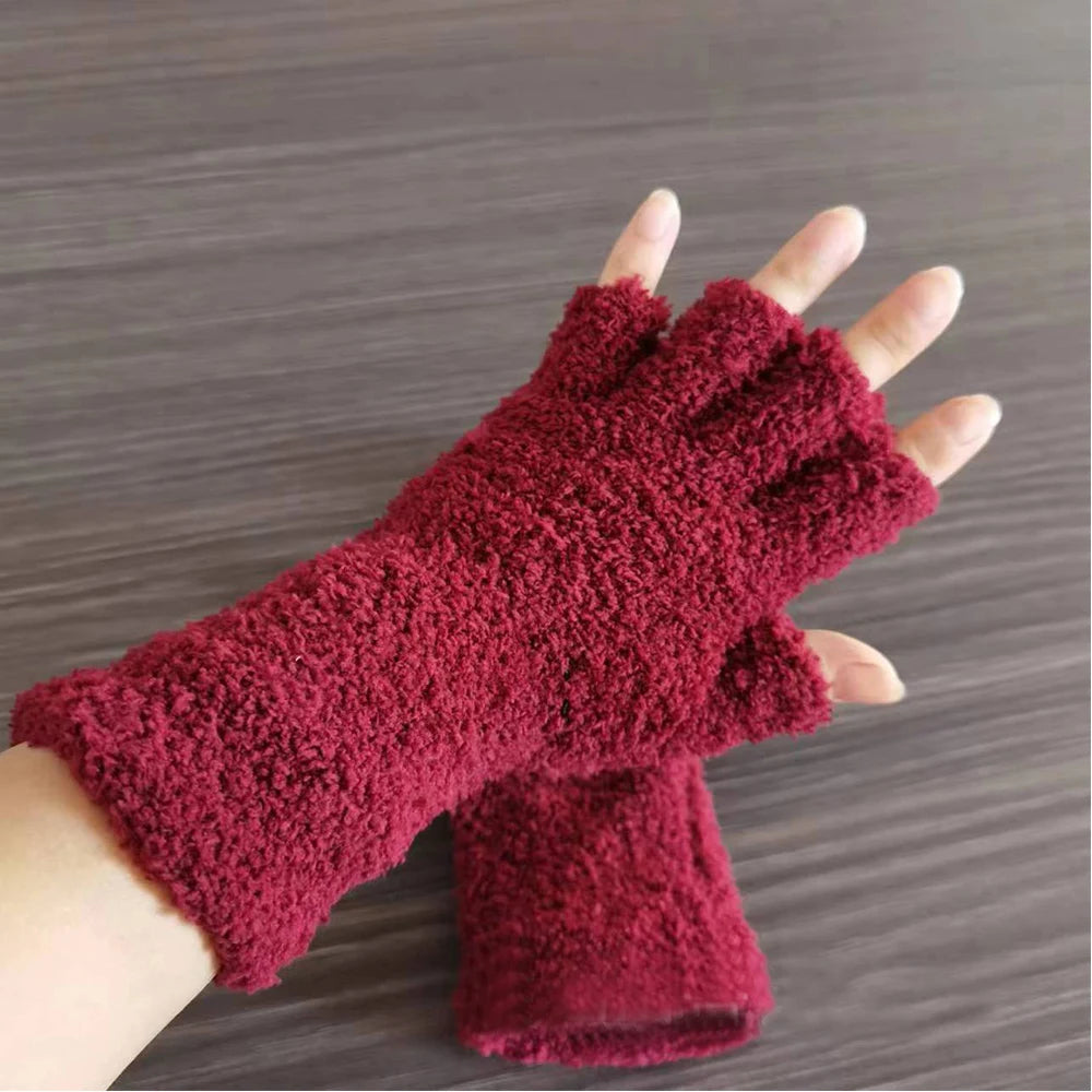 Cozy Winter Knit Half-Finger Gloves for Warmth