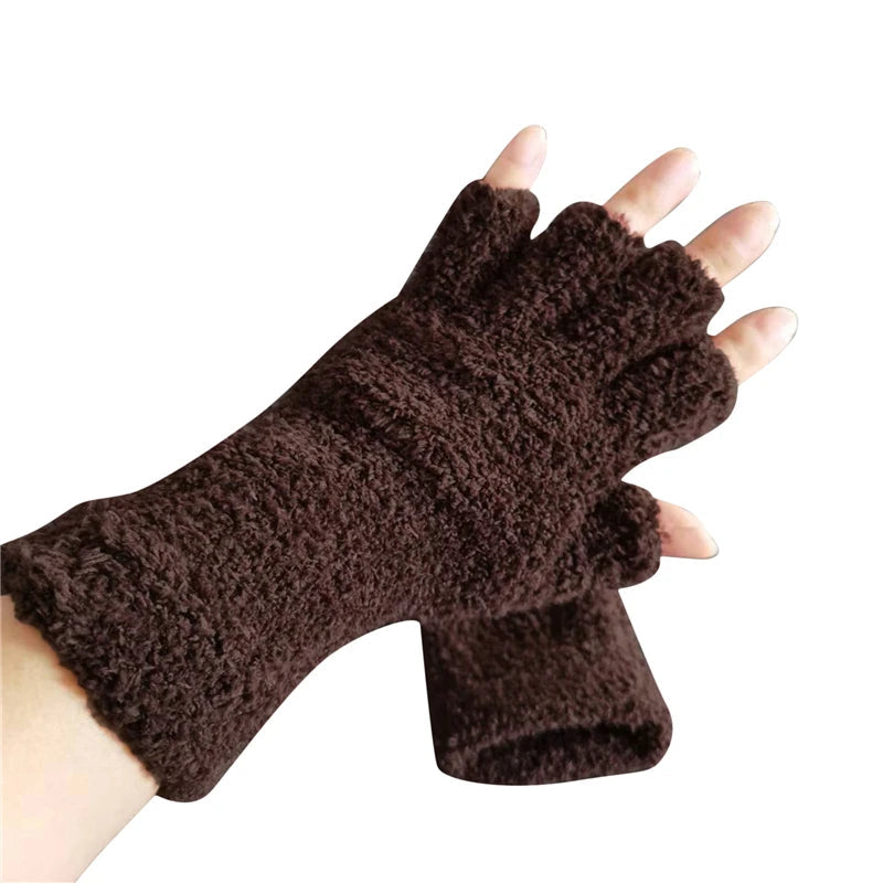 Cozy Winter Knit Half-Finger Gloves for Warmth