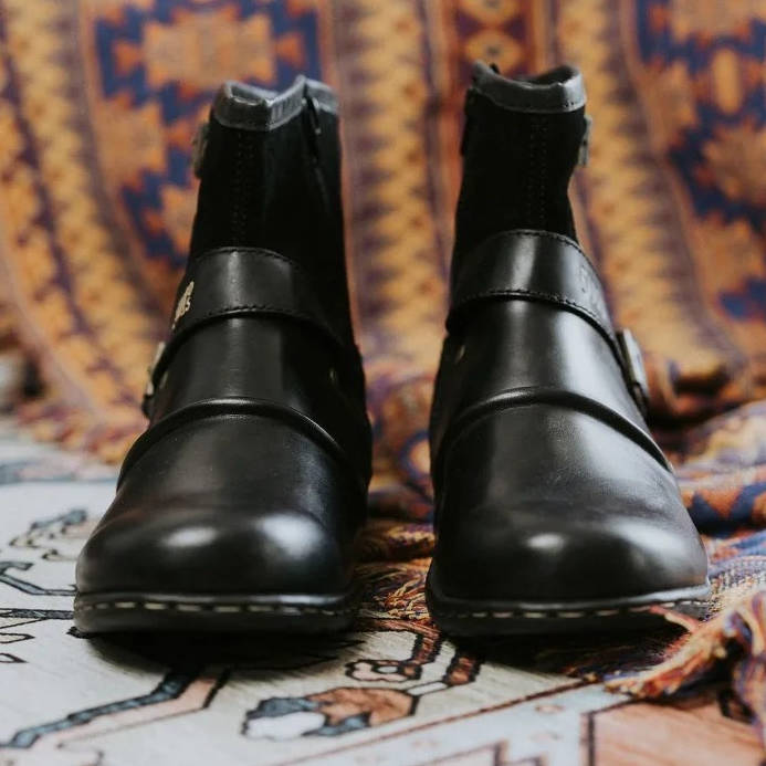 Men's Vintage-Style Buckled Ankle Boots