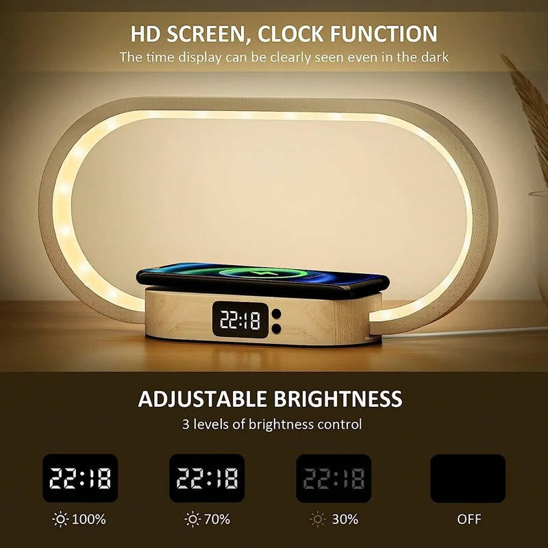 Smart Wireless Charging Alarm Clock with Built-In Night