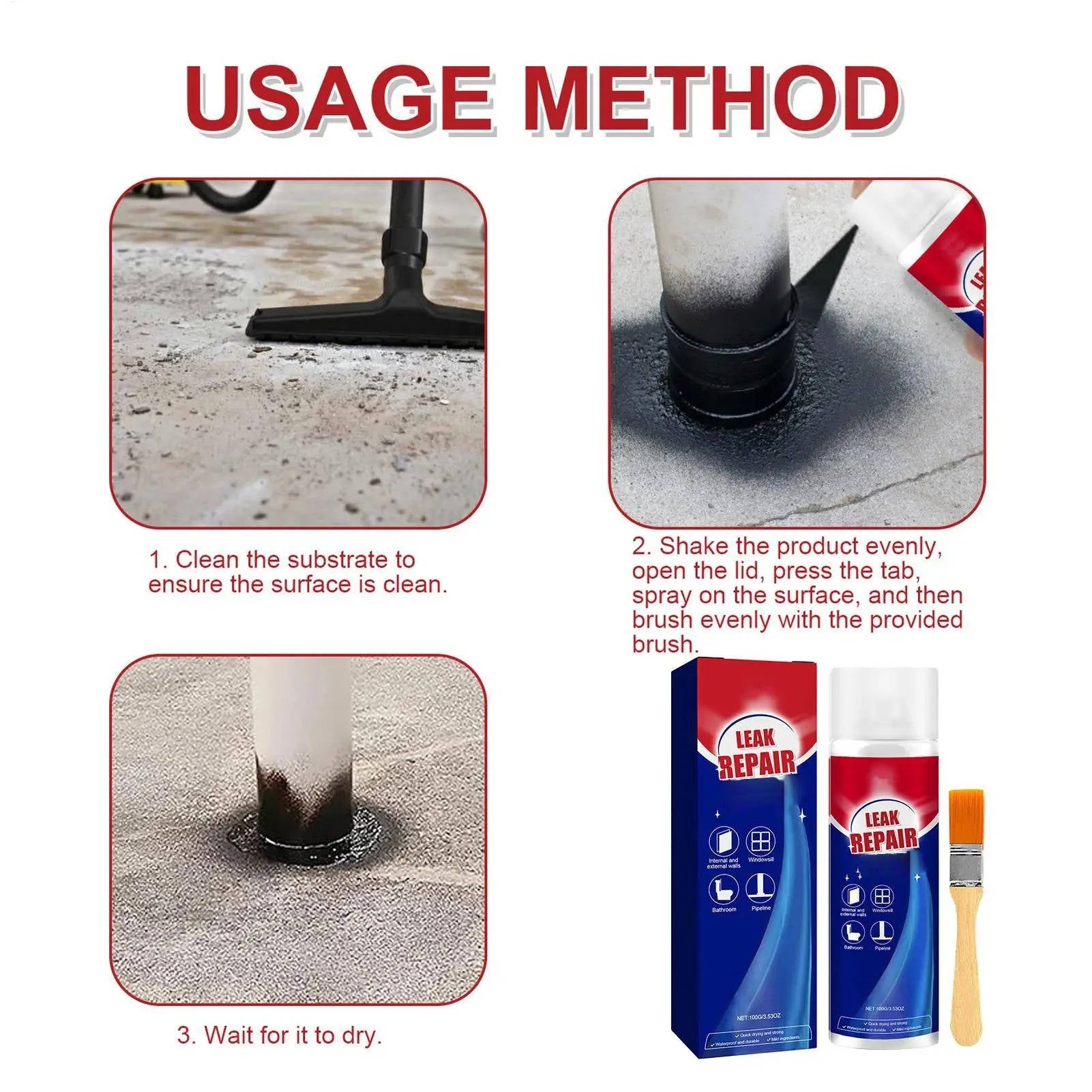 2-Pack Leak Repair Waterproof Sealant Spray