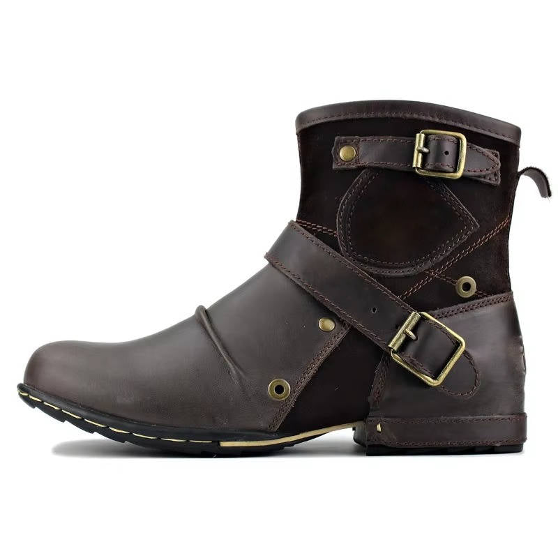 Men's Vintage-Style Buckled Ankle Boots
