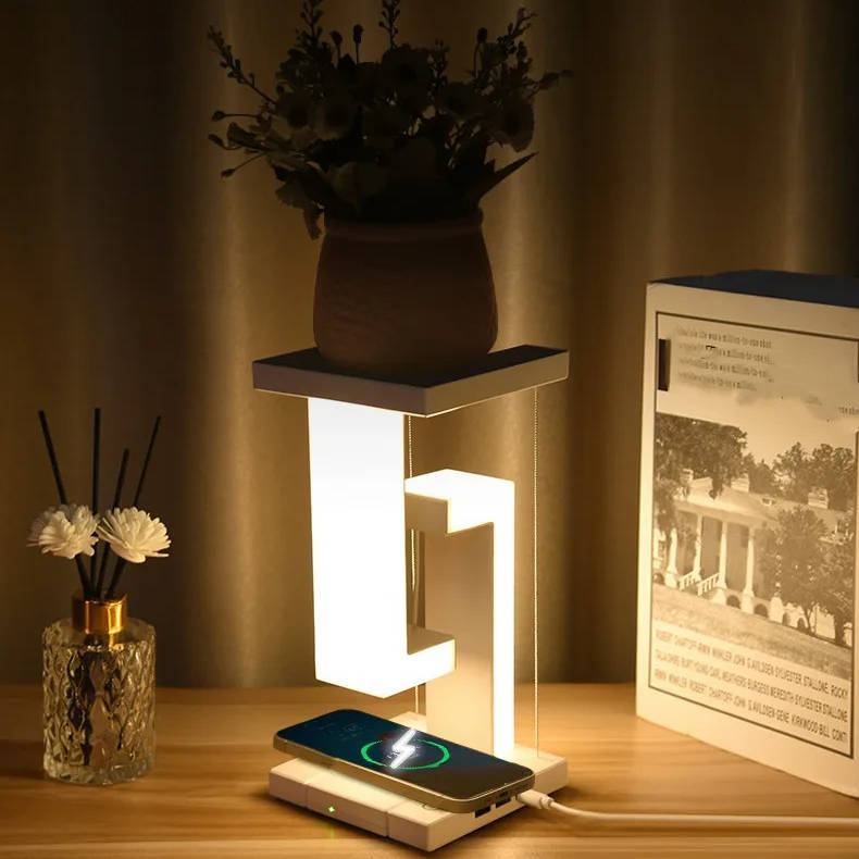 Levitating Lamp with Built-In Wireless Charger