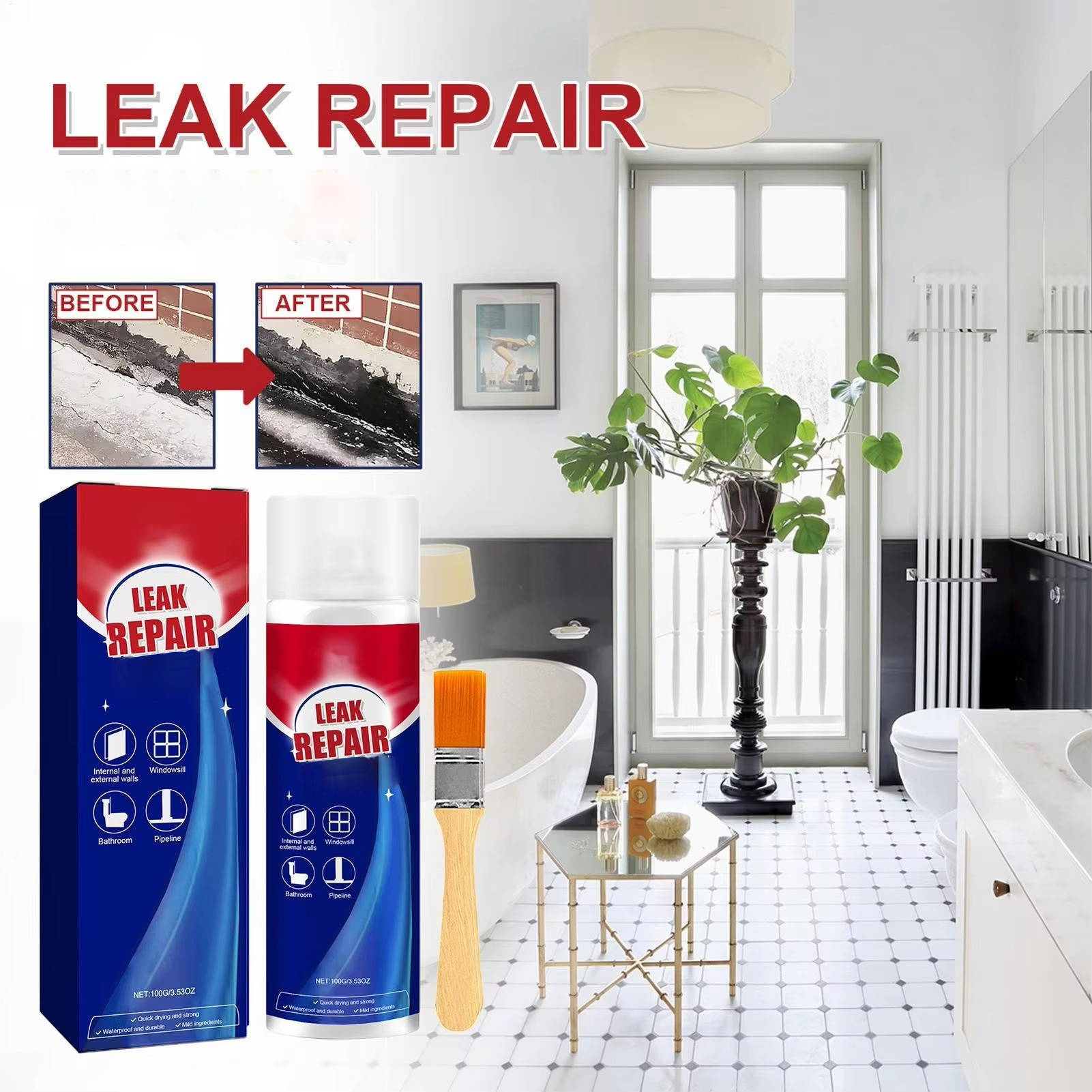 2-Pack Leak Repair Waterproof Sealant Spray