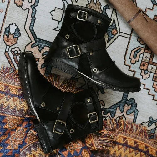 Men's Vintage-Style Buckled Ankle Boots