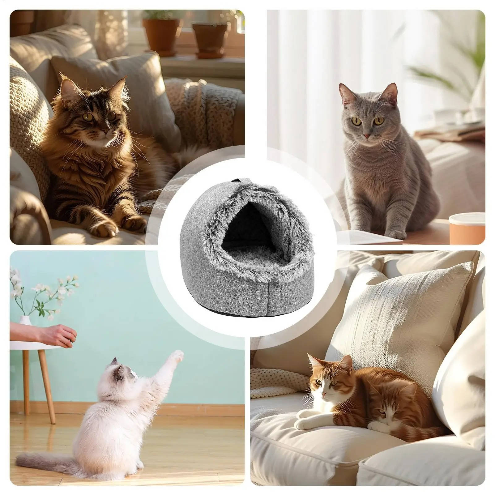 Cozy Winter Cat Bed for Warm, Snug Naps