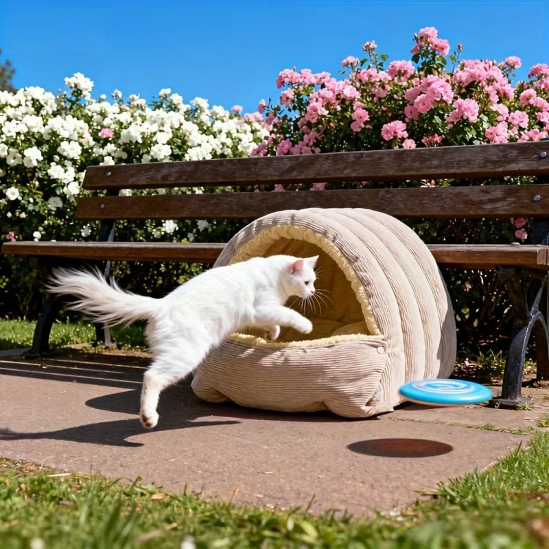 Cozy Arctic-Fleece Cat Cave Bed