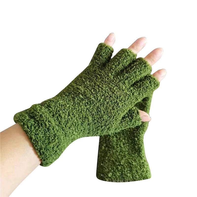Cozy Winter Knit Half-Finger Gloves for Warmth