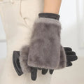 Luxurious Suede Rabbit-Fur Touchscreen Winter Gloves