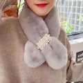 Luxurious Faux-Fur Pearl-Embellished Winter Scarf