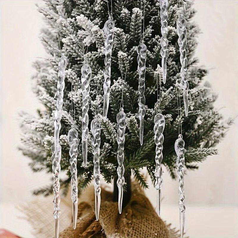 Sparkling Crystal Icicle Ornament Set