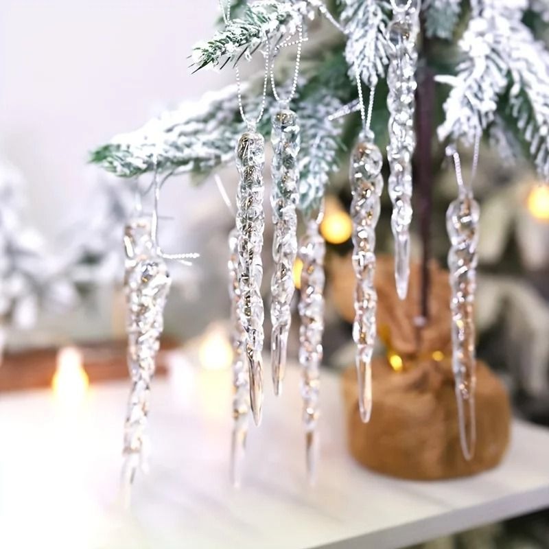 Sparkling Crystal Icicle Ornament Set