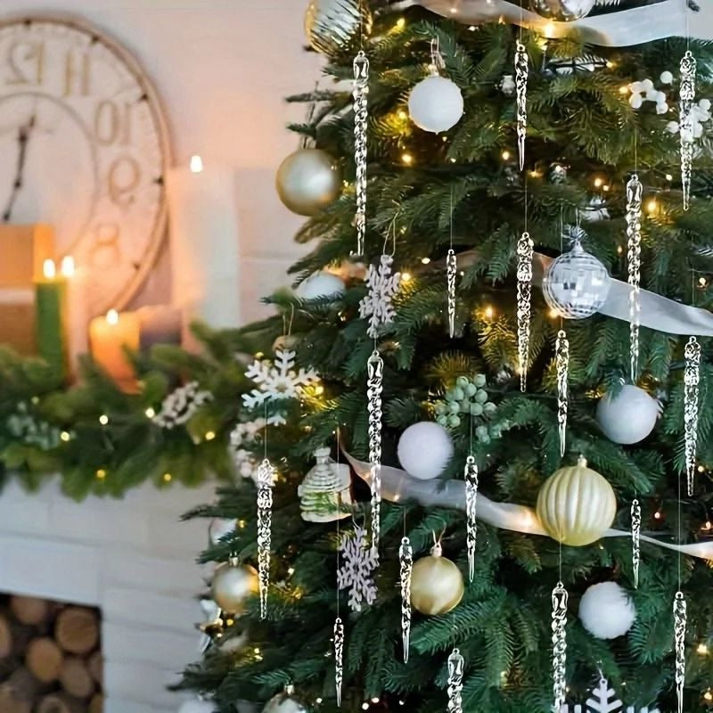Sparkling Crystal Icicle Ornament Set
