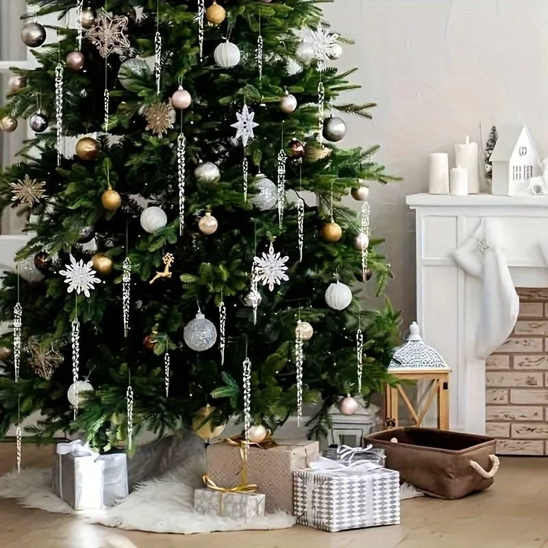 Sparkling Crystal Icicle Ornament Set