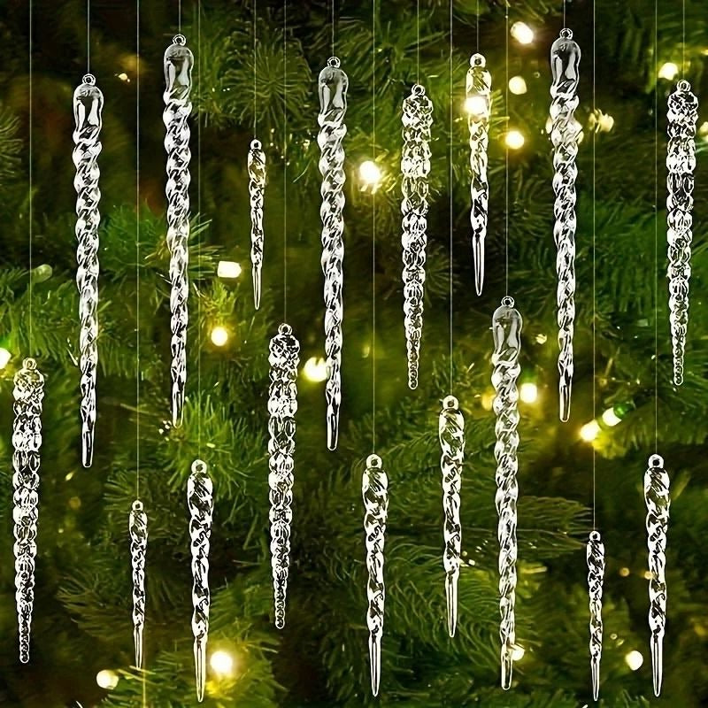 Sparkling Crystal Icicle Ornament Set