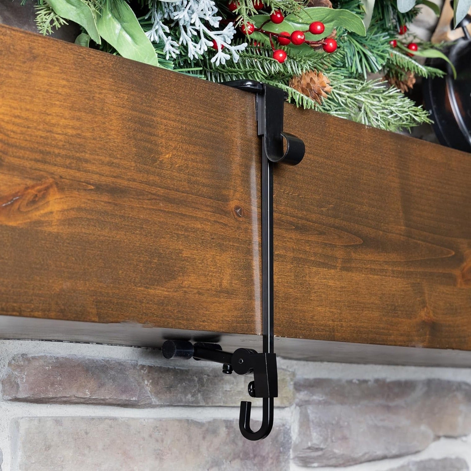 Premium Adjustable Fireplace Stocking and Garland Hanger