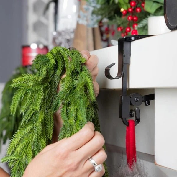 Premium Adjustable Fireplace Stocking and Garland Hanger