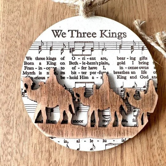 Nativity-Inspired Music Sheet Ornament Collection