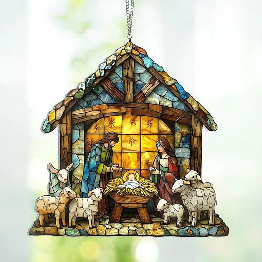 Charming Nativity Scene Suncatcher