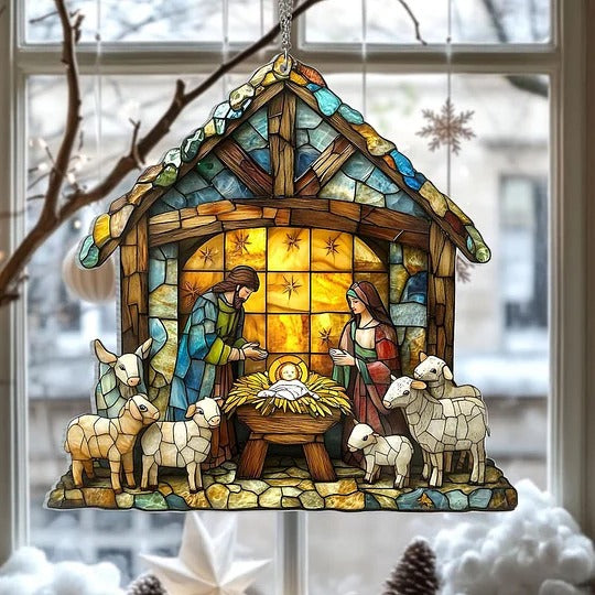 Charming Nativity Scene Suncatcher