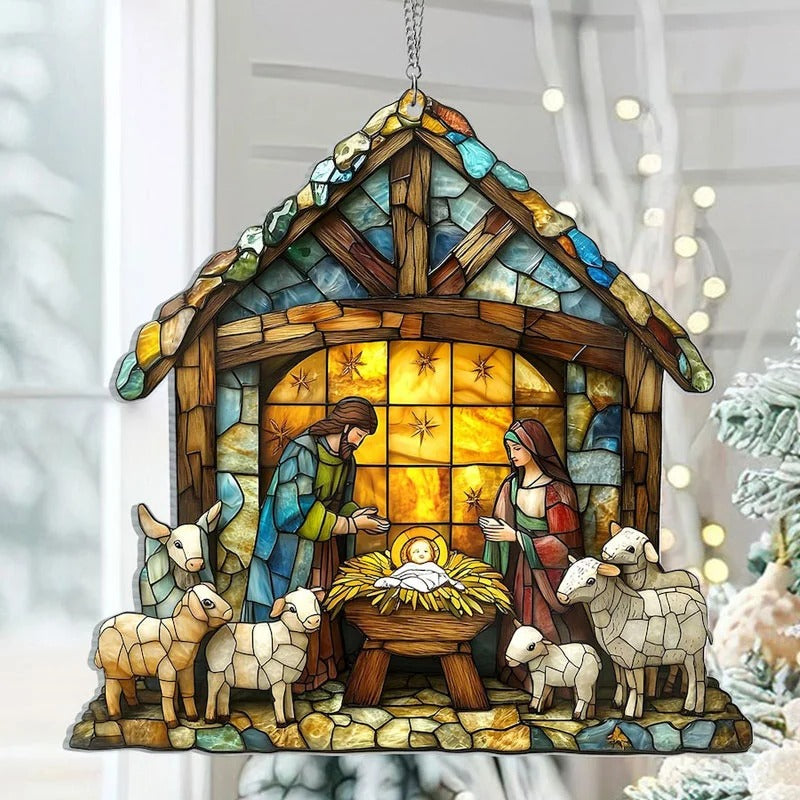Charming Nativity Scene Suncatcher