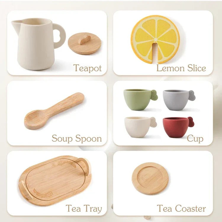 Kids' Pretend Play Afternoon Tea Set with Tray