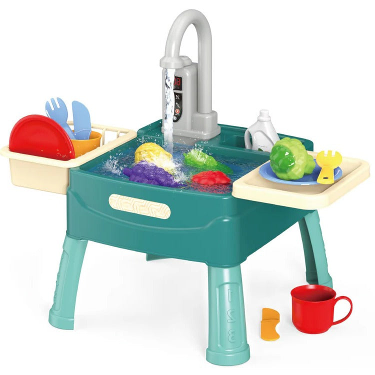 Kids’ Play Kitchen with Realistic Flowing Water Feature