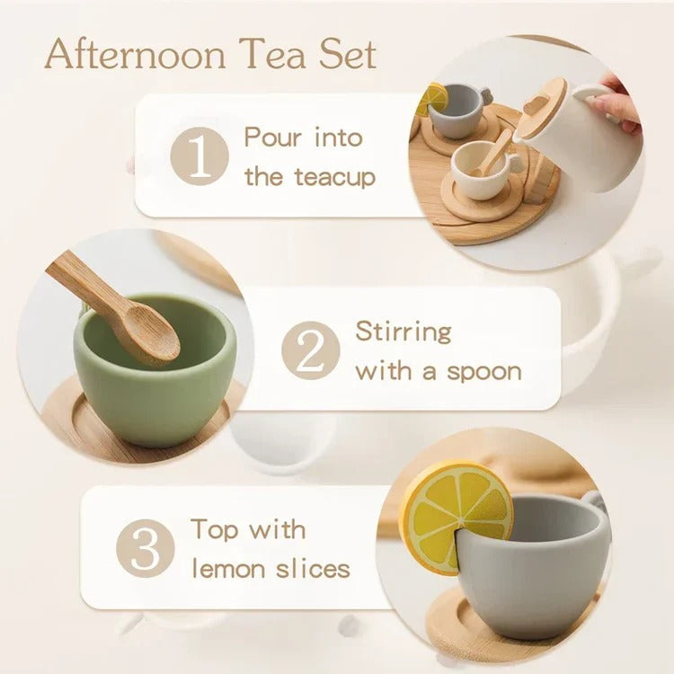 Kids' Pretend Play Afternoon Tea Set with Tray