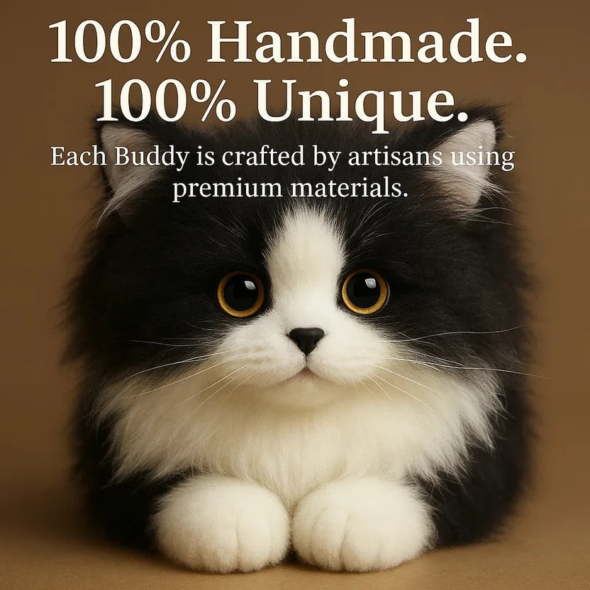 Ultra-Realistic Black and White Plush Cat