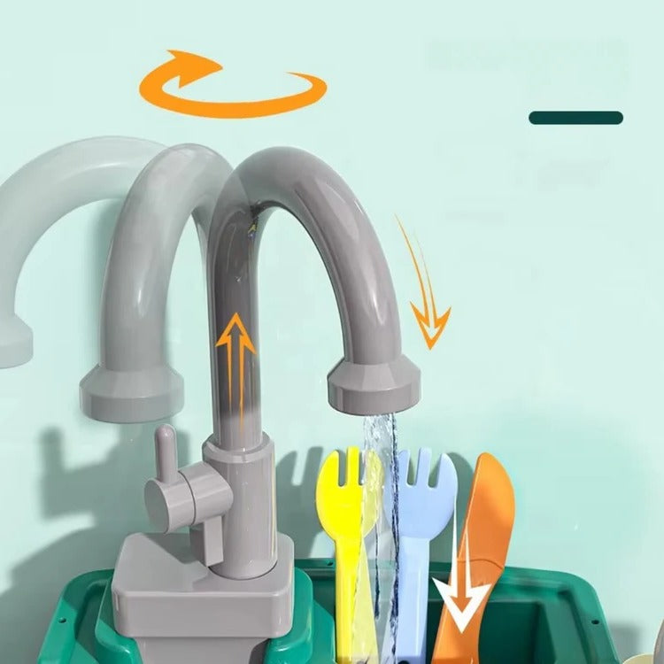 Kids’ Play Kitchen with Realistic Flowing Water Feature