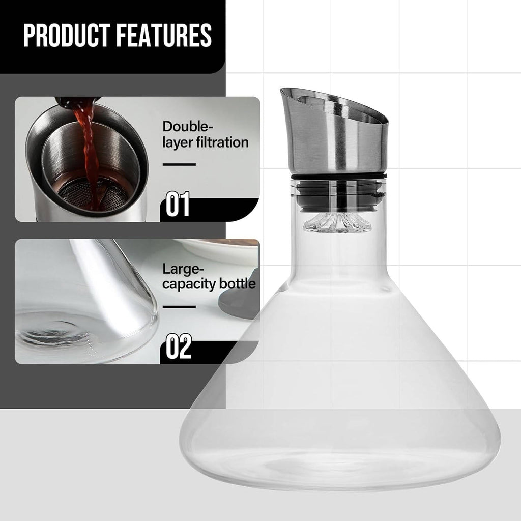 Crystal Glass Wine Decanter with Aerator