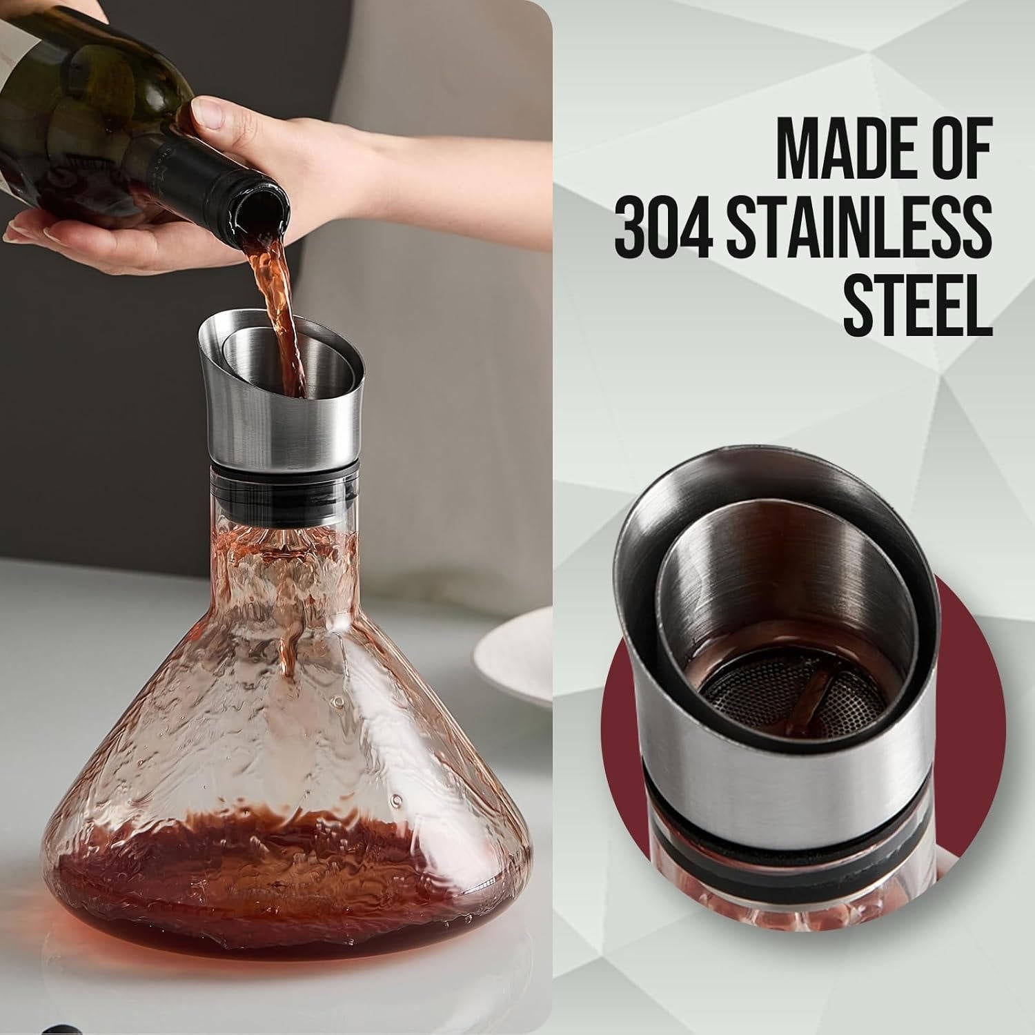 Crystal Glass Wine Decanter with Aerator