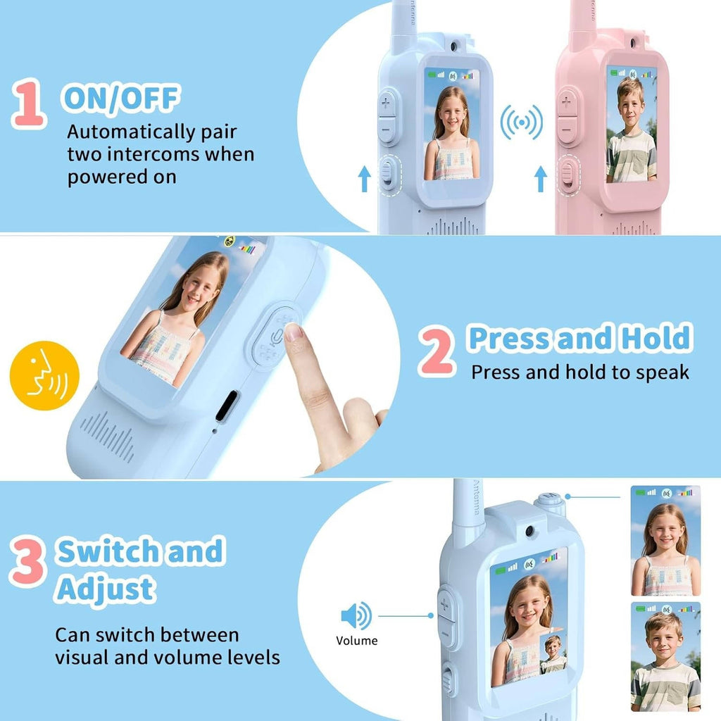 2-Pack Kids Walkie Talkies with Video, Voice & Chat