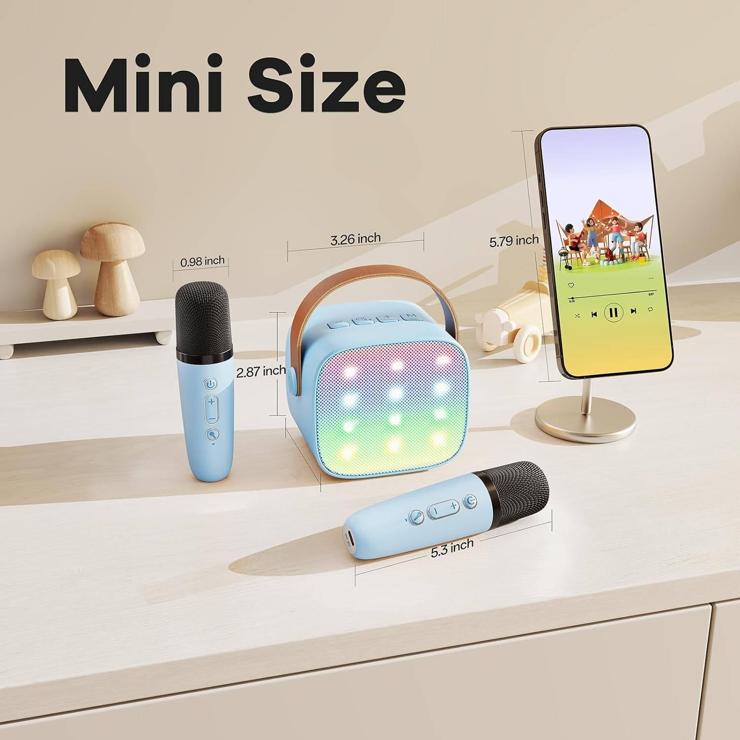 Portable Karaoke Machine with Dual Wireless Microphones