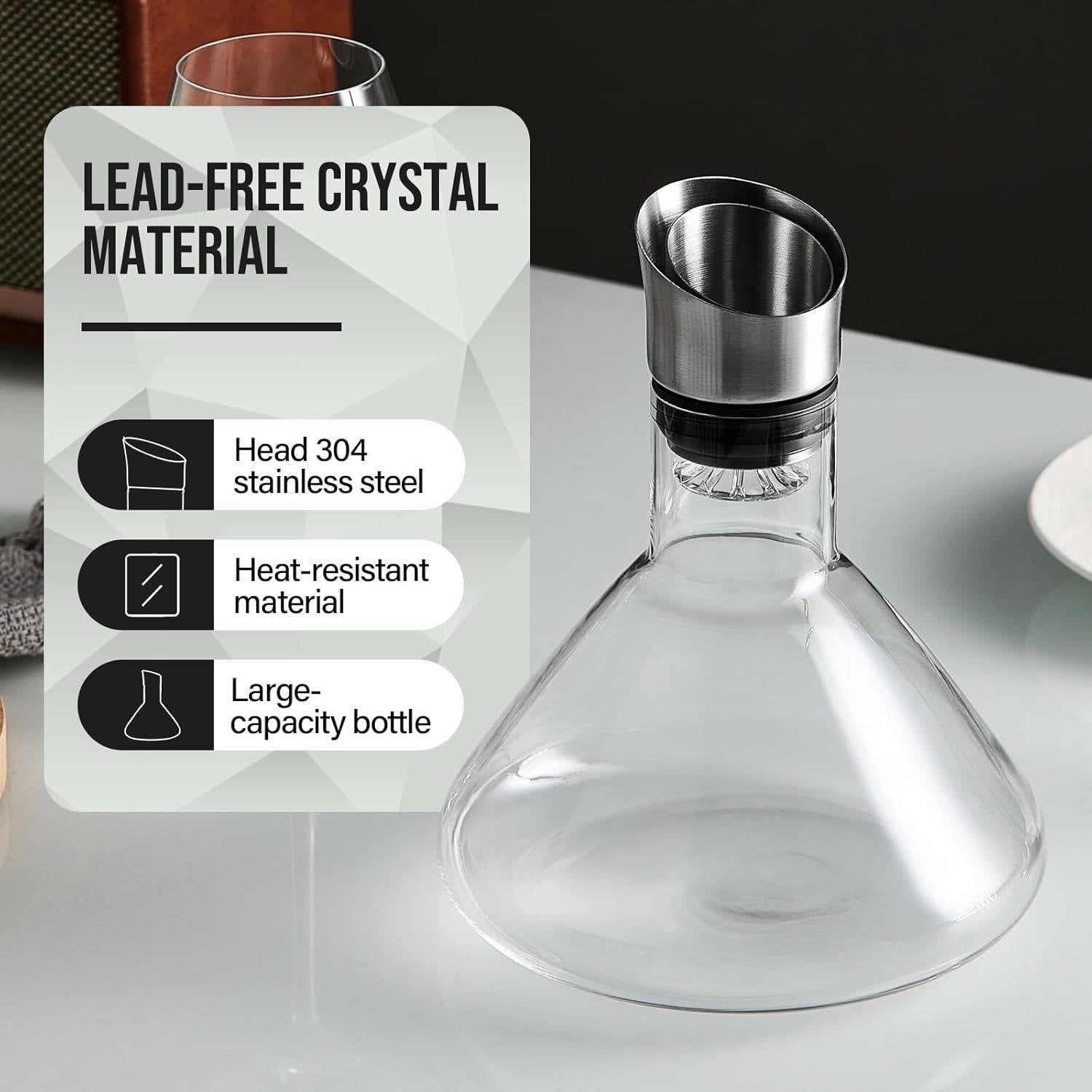 Crystal Glass Wine Decanter with Aerator