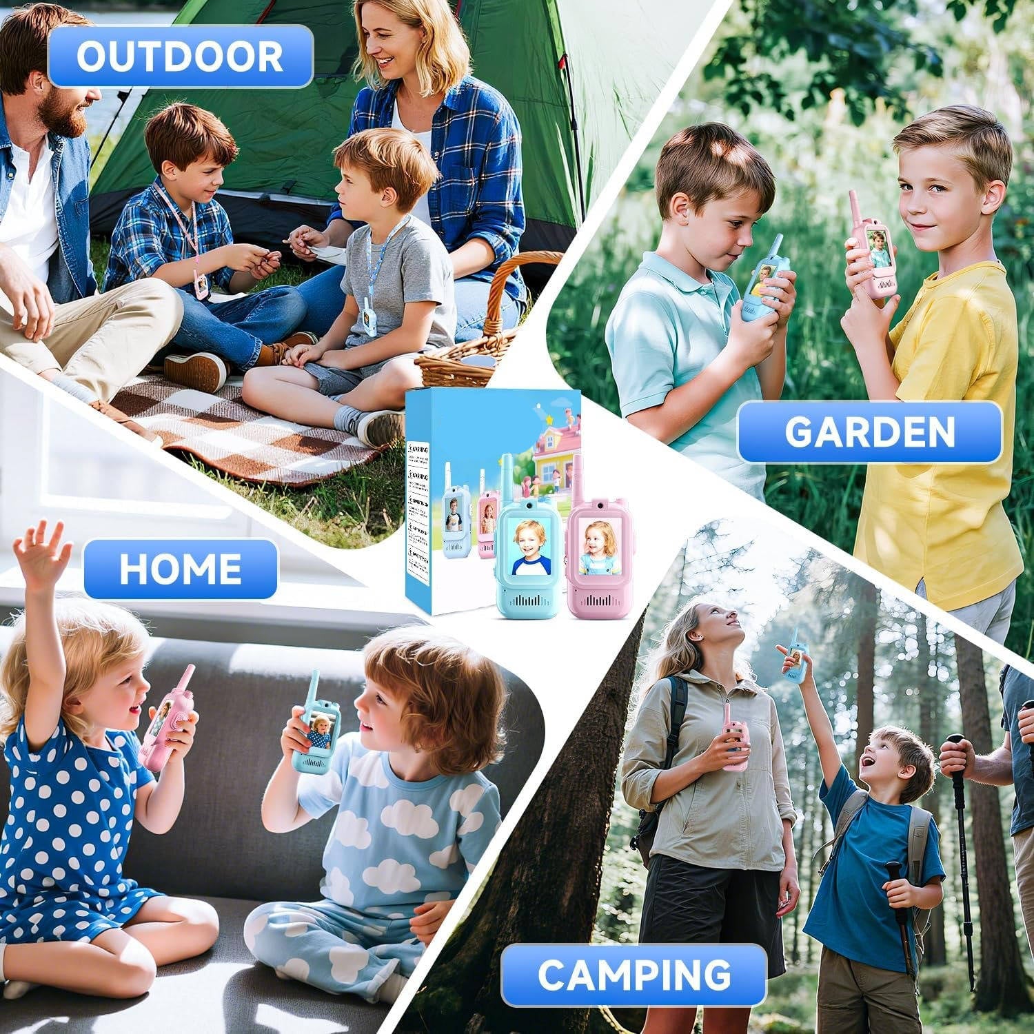2-Pack Kids Walkie Talkies with Video, Voice & Chat