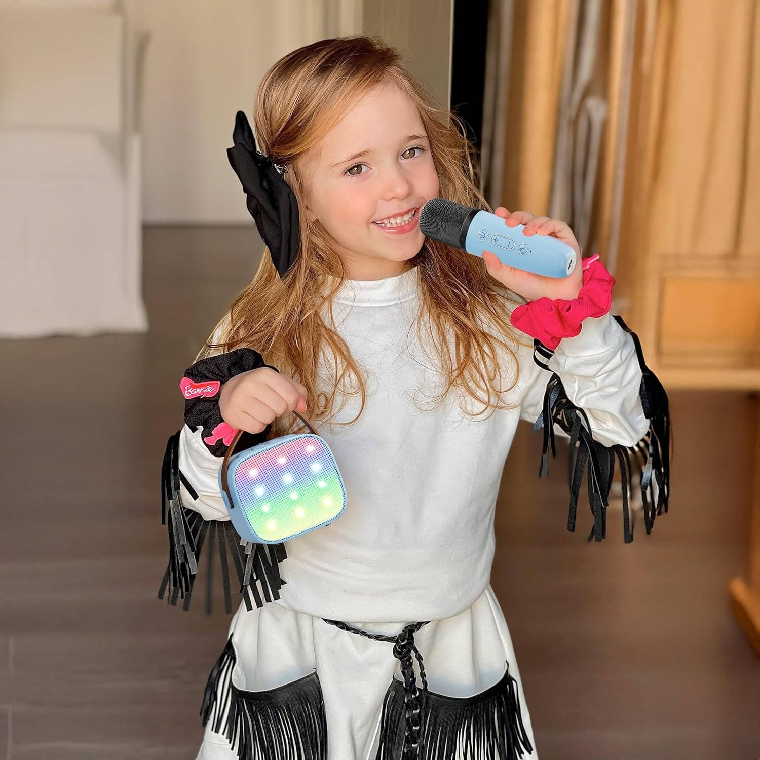 Portable Karaoke Machine with Dual Wireless Microphones