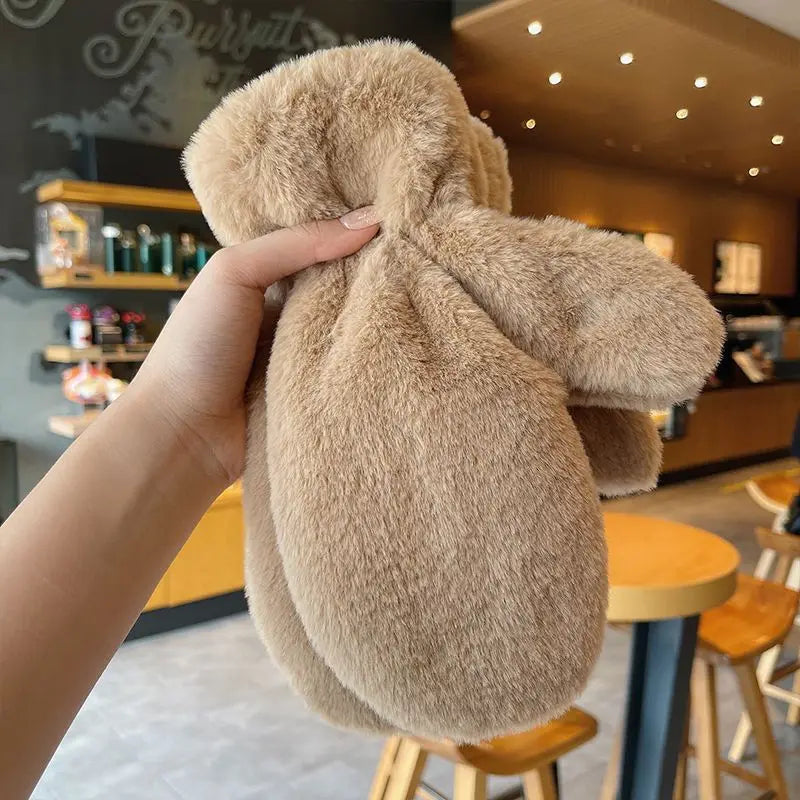 Ultra-Soft Fluffy Plush Mittens for Cozy Winter Warmth