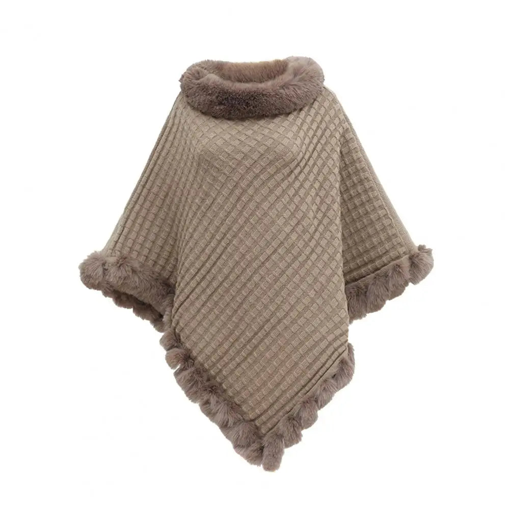 Luxurious Faux Fur Shawl Cloak for Women
