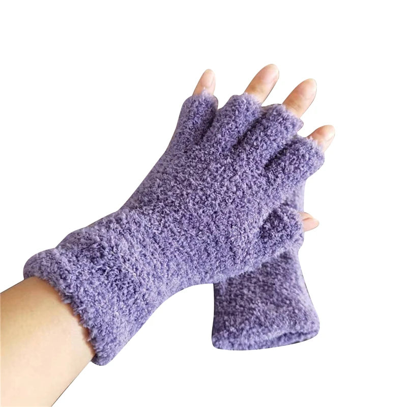Cozy Winter Knit Half-Finger Gloves for Warmth