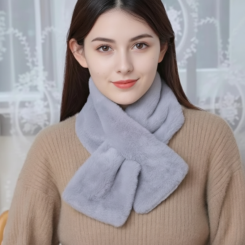 Lux Faux Fur Cross-Collar Neck Warmer Scarf for Winter