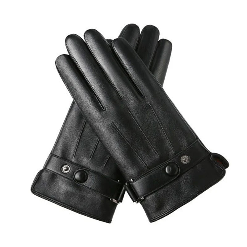 Winter-Ready Men's Leather Touchscreen Gloves