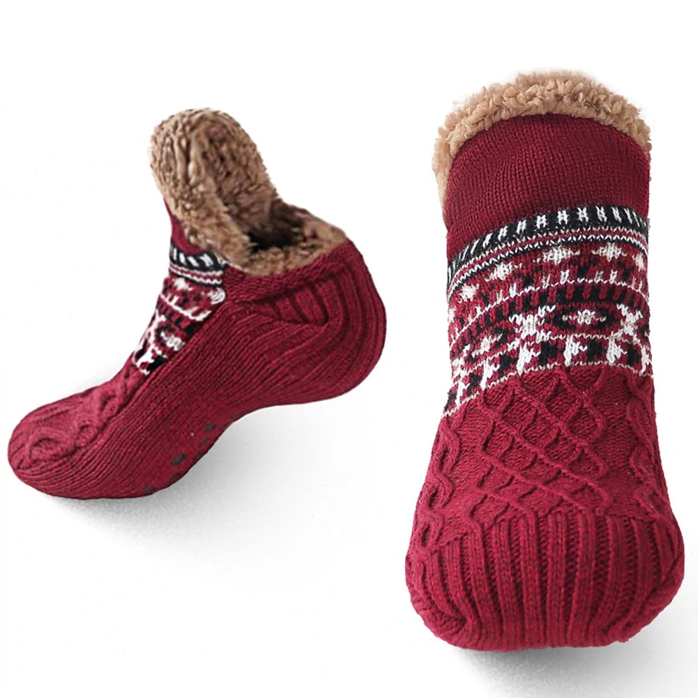 Cozy Knitted Slipper Socks with Plush Fleece Lining