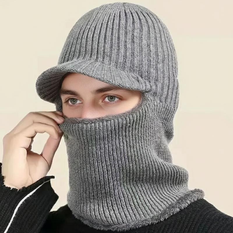Cozy Knit Beanie Balaclava with Built-In Visor